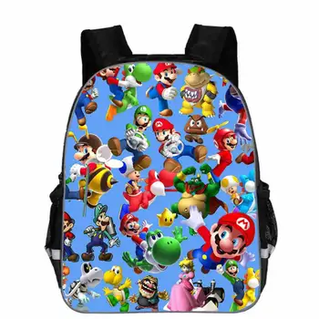 

12 Inch Super Mario Bros Kindergarten Infantile Small School Bags Sonic Bookbags Children Baby Toddler bag Kids Backpack