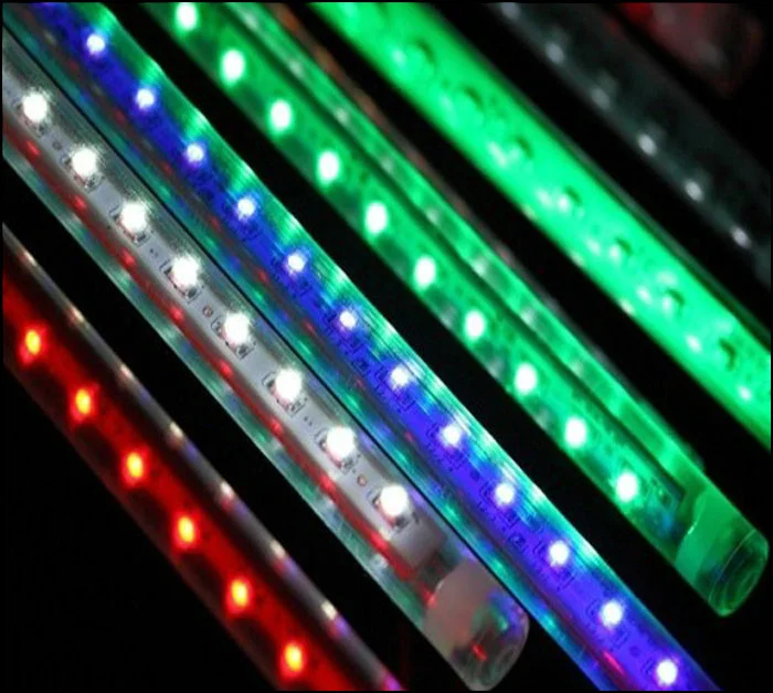 

RGB LED Meteor lights rain drop shower christmas tree lamp 50cm SMD5050 Green Blue white yellow RGB 10tubes/set FreeShipping