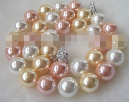 

0491 perfect round multicolor south sea shell pearl necklace