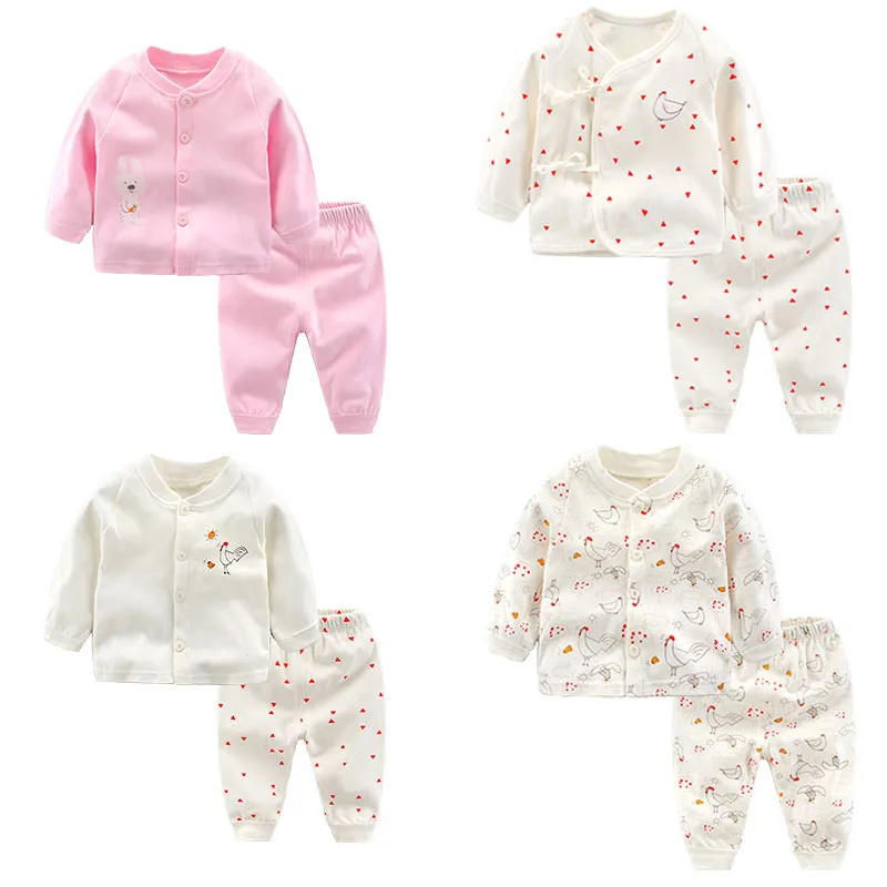 2022 Fashion 06m 2pcs Newborn Infant Baby Boy Girl 100 Cotton Long