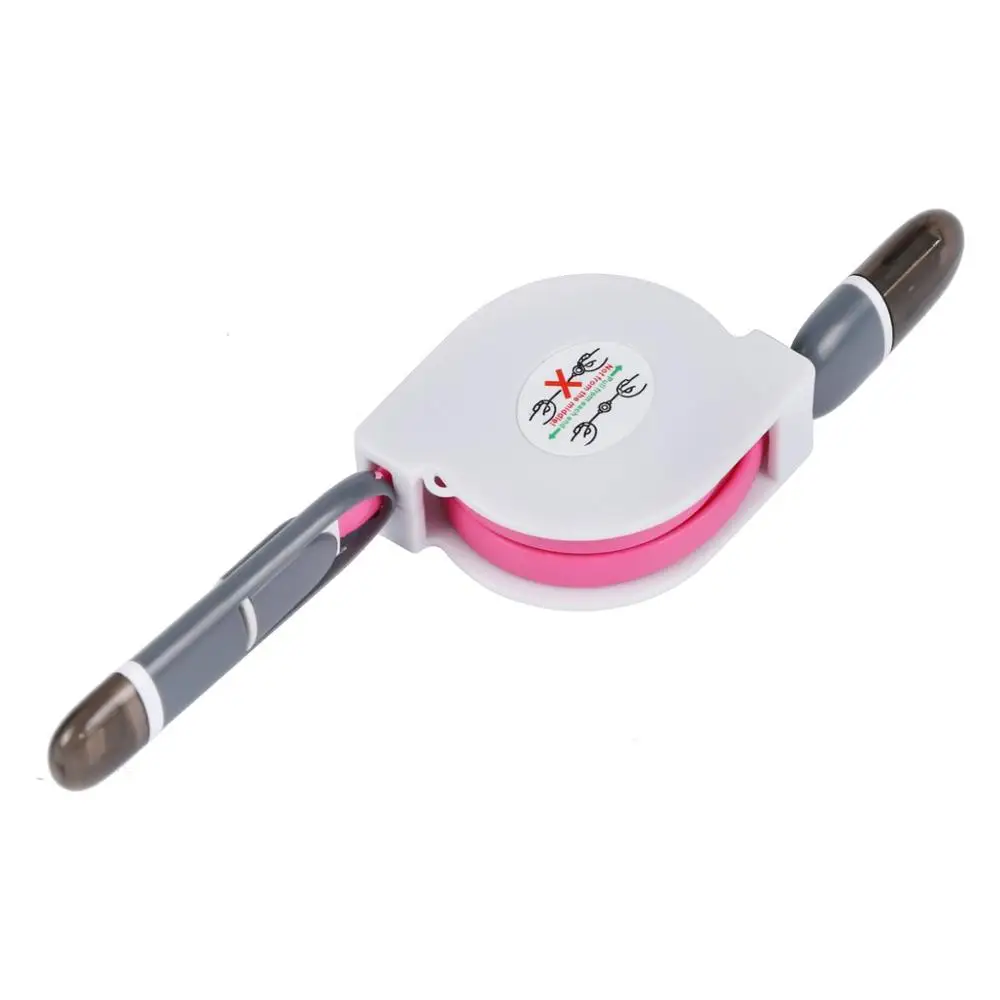 rose red Выдвижной 2 в 1 Micro USB порт+ для IOS кабель для передачи данных для iPhone samsung Xiaomi huawei зарядный кабель USB порт передачи данных - Цвет: rose red
