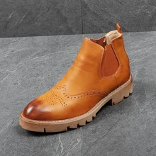 CuddlyIIPanda/новые стильные мужские короткие ботинки челси в ретро-стиле; Роскошные Дизайнерские кроссовки; ботильоны в стиле пэчворк; zapatos hombre