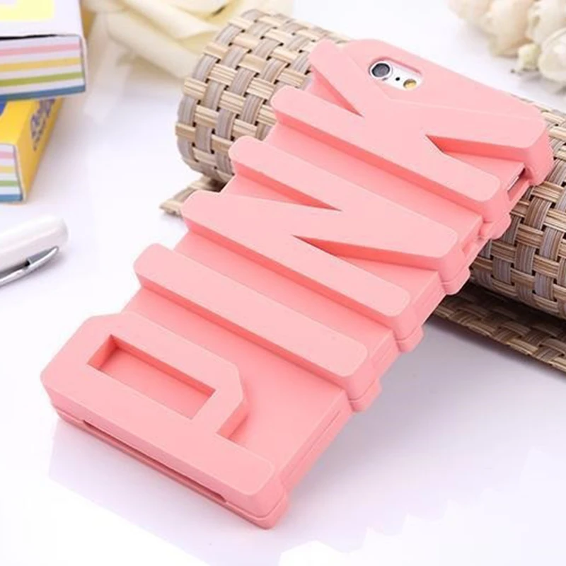 

Cyato Cute 3D PINK Letter Case for Apple iphone 7 5.5" Soft Silicone back cover for iphone 6 6S plus 6 6S 7 5 5S X capa fundas