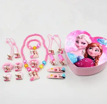 

16 pieces/set princesses child necklace bracelet ring headdress Girl's Gift Jewel Storage Box Best New Year gift SM26