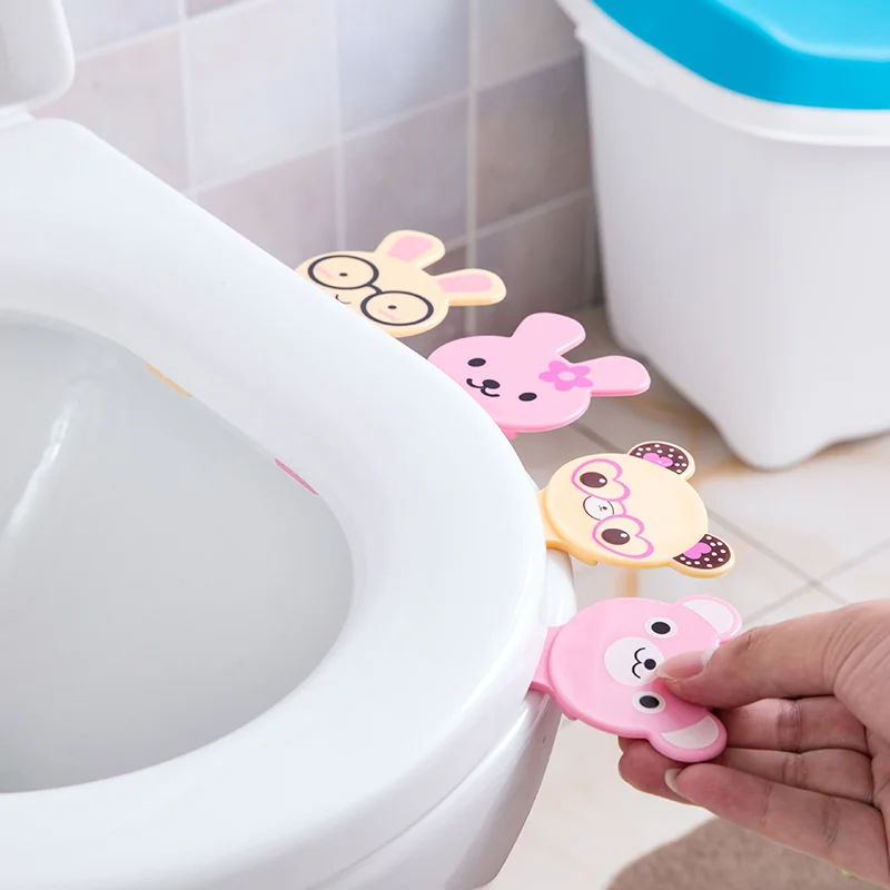 Cute Cartoon Toilet Seat Pad Cover Lifter Adhesive Sticker Toilet Lid Lift 2pcs 