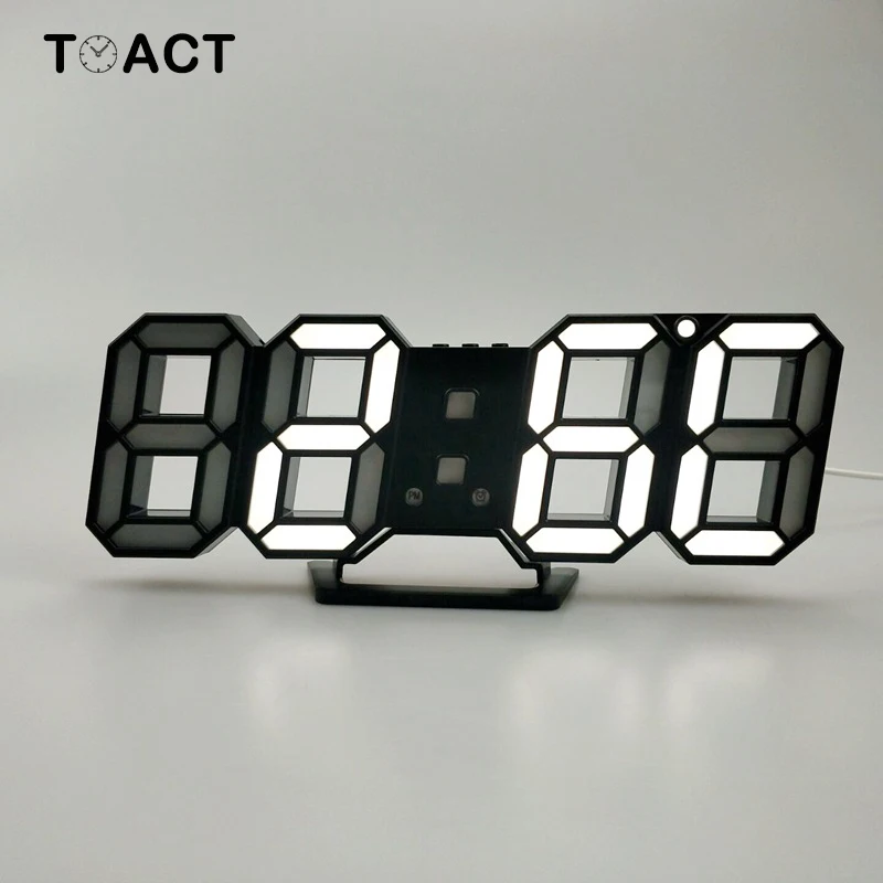 

3D LED Wall Clock Digital Alarm Clocks Table Desk Night Wall Watch Display Home Kitchen Decor24 Or 12 Hour Display Modern