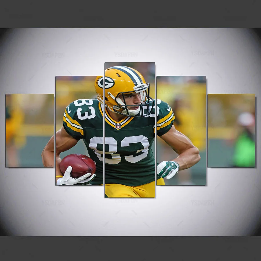 YSDAFEN 5 panel Modern hd green bay packers 83 Art print canvas art