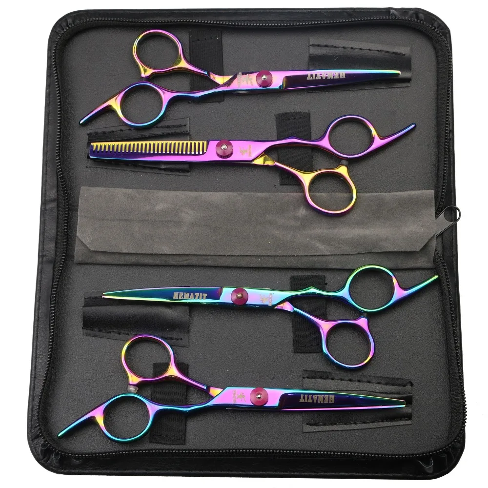 

6.0/7.0 scissors set Affordable color hairdressing scissors with combs Still modeling tool scissors bag Sharp cutting scissors