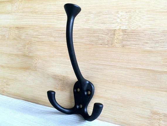 Decorative Wall Hooks Black Retro Coat Hangers Coat Rack Hooks Metal Hook  Hardware Versatile Double Hooks