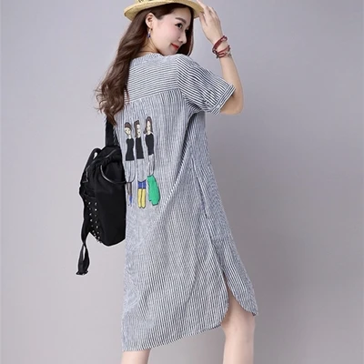 Summer-Loose-Waist-Linen-Cotton-Dress-with-Vertical-Stripes-O-Neck-Short-Sleeve-Plus-Size-Dresses.jpg_640x640