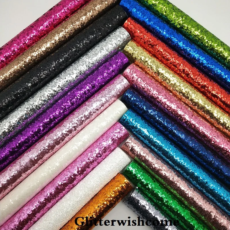 

Glitterwishcome 21X29CM A4 Size Vinyl For Bows, Solid Color Flat Chunky Glitter Leather fabric Vinyl for Bows, GM104A