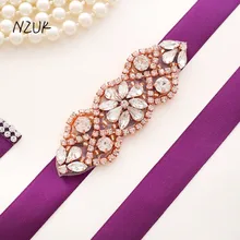 Хрустальный пояс невесты из розового золота со стразами свадебный пояс ручной работы свадебный пояс Y102RG