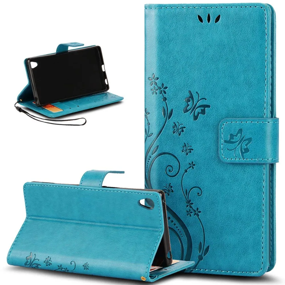 Butterfly Flower Patterned PU Leather Wallet Case Cover For Sony Xperia XZ2 XZ1 Z3 Mimi Z5 E5 XA Z3 Z5 Mini XA1 Phone Capa Coque (7)