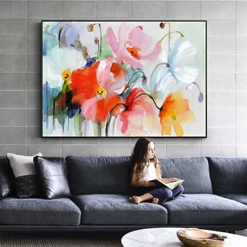 

Watercolor Flower Oil Painting On The Wall Prints On Canvas Abstract Modern Art Flower Picture For Living Room Cuadros Decor