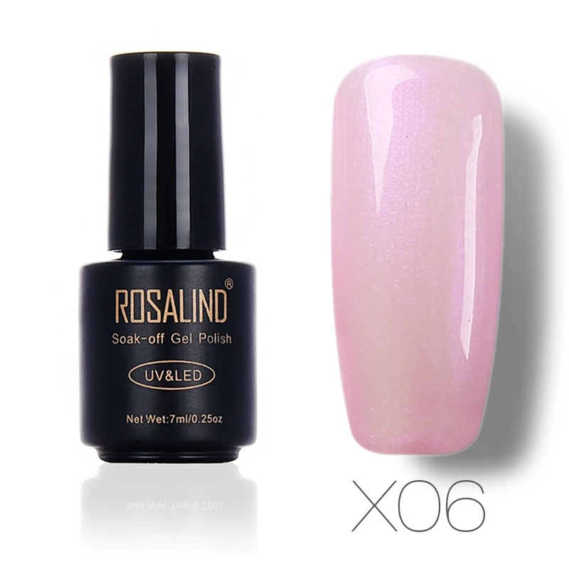 X06 ROSALIND гель 1S 7 мл жемчужный УФ-гель для ногтей чистый цвет УФ-лак для ногтей замочить от Led Профессиональный стойкий гель - Цвет: X06