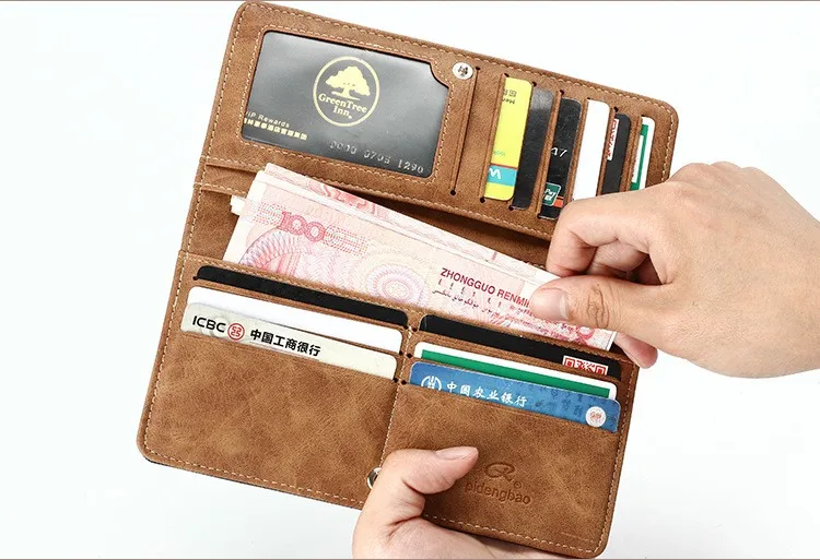 Canvas Denim Men's Long Wallet Fashion Casual Business Male Student Jean Fabric Money Purse With Card Holder Wallets 2 Fold (3)