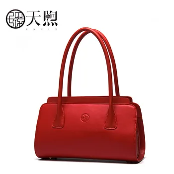 

Pmsix 2020 New women Leather bag famous brand women Leather handbags Luxury red fashion Boston bag women leather bag