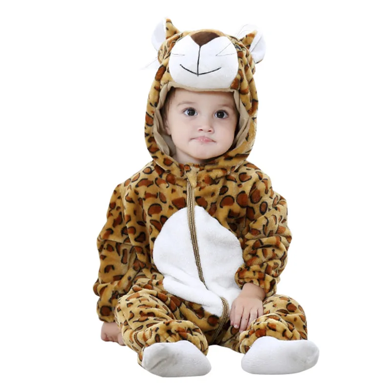 Leopard SLAIXIU; Детская Хлопковая пижама для сна; Детский костюм с рисунком панды из мультфильма для девочек; одежда для сна для мальчиков; одеяло для новорожденных; комбинезон - Цвет: Leopard