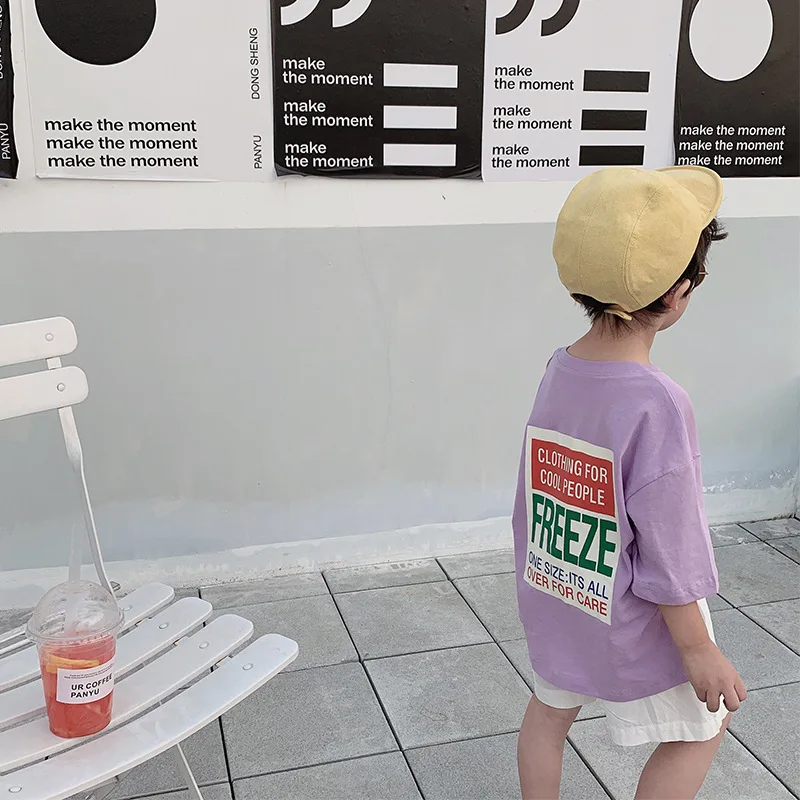 

Korean style 2019 boys fashion letters printed furcal long T shirts kids cotton fashion Tops Tees 1-6Y