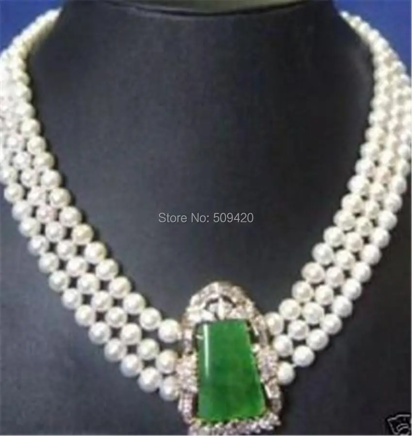 

Free Shipping >>>>>surprisingly freshwater pearl Necklace emerald 17"-19