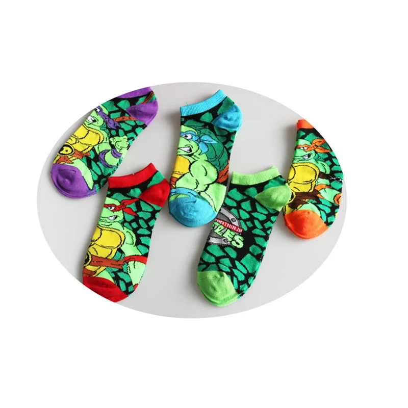 Новые модные укороченные носки, 5 цветов, носки с черепашками-ниндзя, 1 пара/лот, Meia Ciclismo, компрессионные носки