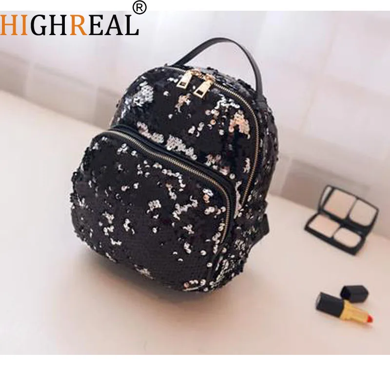 HIGHREAL Новое поступление женские все-матч Сумки из искусственной кожи с пайетками