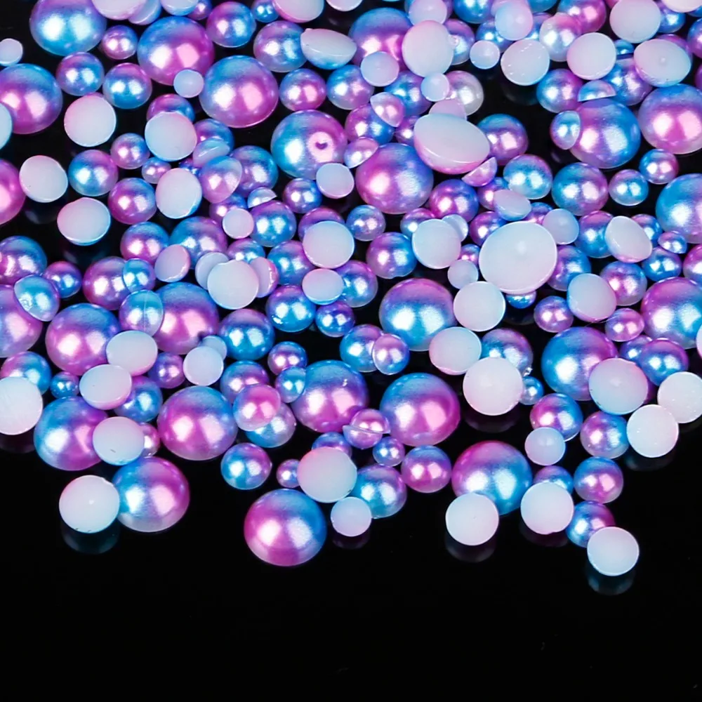 

New Fashion 3 4 5 6 8mm Rainbow Half Round Imitation ABS Pearls Flatback Scrapbook Cabochon Beads For women Jewelry Making