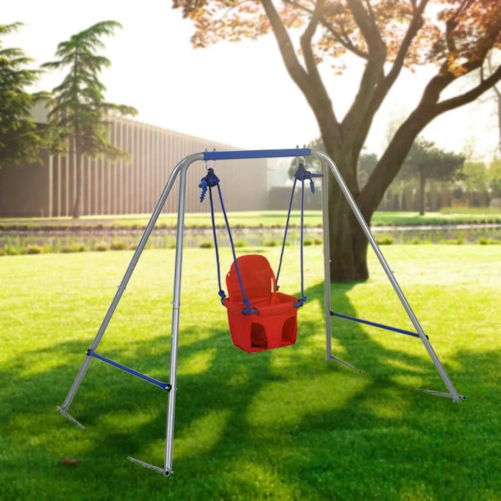 HLC 5.5 FT High Toddler Baby Swing Seat with Frame for 1 to 3in Patio