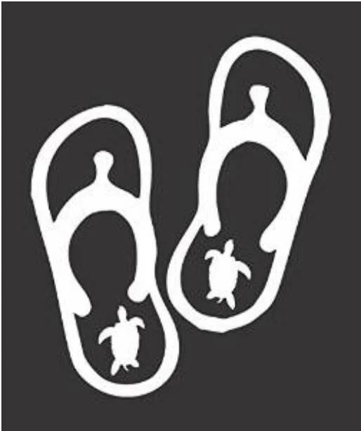 Flip Flops with Sea Turtle - Die Cut Vinyl Window Decal 15x12.5cm | Игрушки и хобби