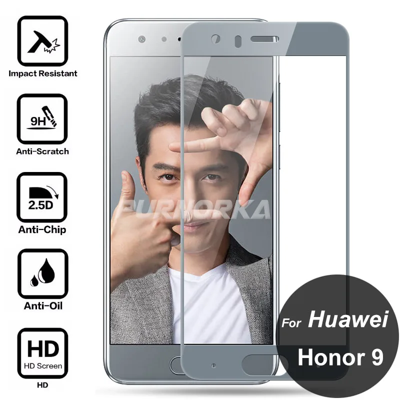 

For Huawei Honor 9 Full Cover Tempered Glass 9H Screen Protector Covering Protective Film On Honor9 STF-AL00 STF-AL10 Glory 5.2"