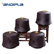 Креативный банка для чая из натуральной фиолетовой глины художественный узор влагостойкая печать чайная пудра чайная посуда кофейные бобы карамельная трось сandy cans Декор