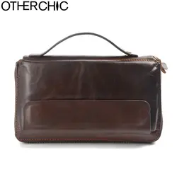 OTHERCHIC из натуральной кожи Для мужчин вместительный клатч кошелек Длинные Мужской кошелек держателей карт Винтаж клатч кошельки Для мужчин