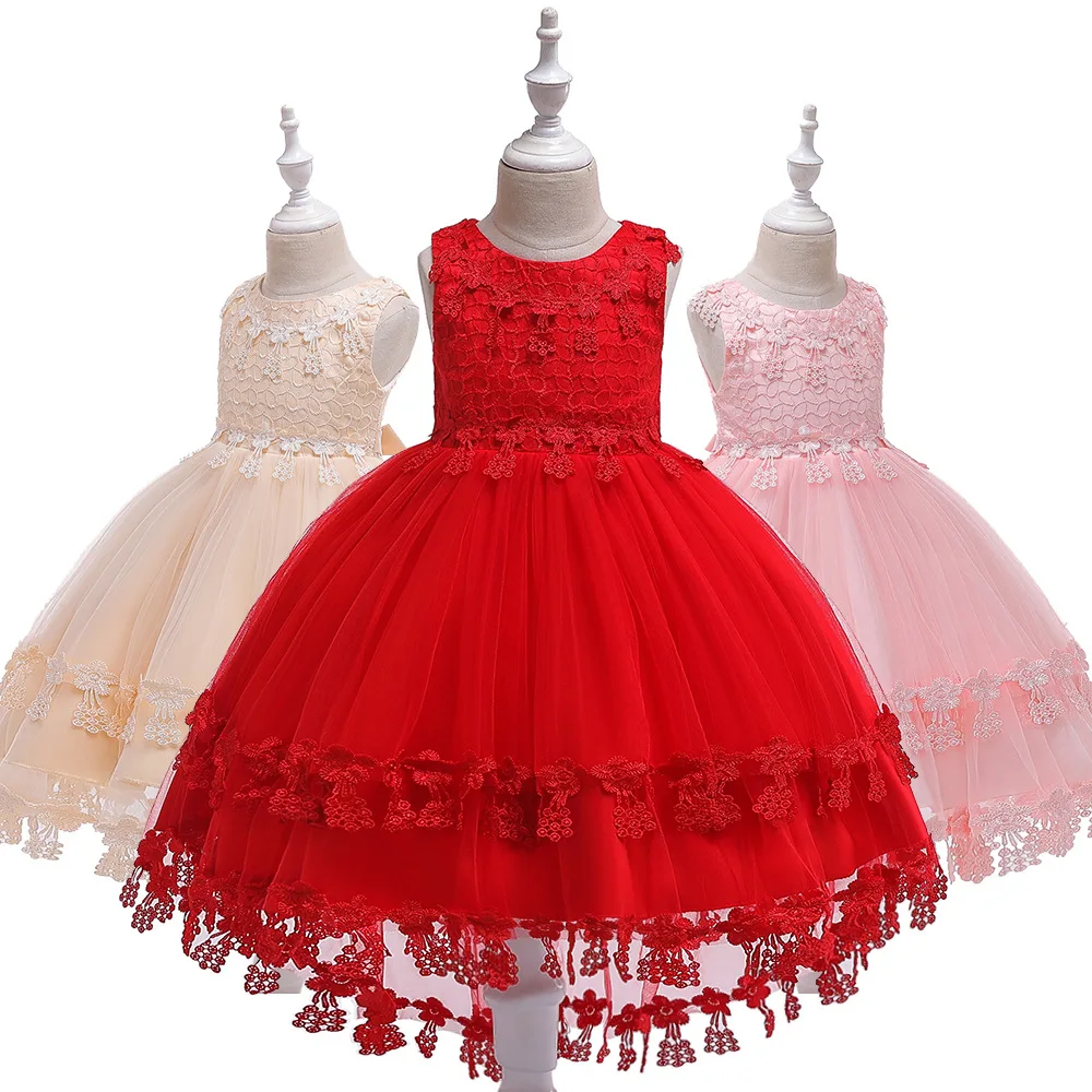 

Cross-border Sourcing Girl Trailing Dress Dress Summer Children 2019 Thin Princess Performance Suit Solid Children Clothing