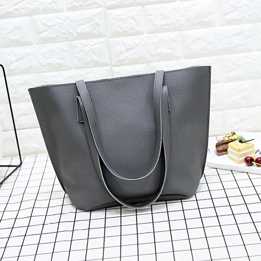 4Pcs Folding Women Big Size Handbag Tote Ladies Casual Pattern Leather Shoulder Bag+Crossbody Bag+Handbag+Wallet#3