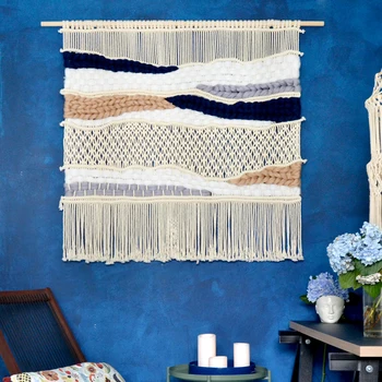

Hand-woven macrame tapestry original design color wall bohemian decorative tapestry wall hanging living room decoration