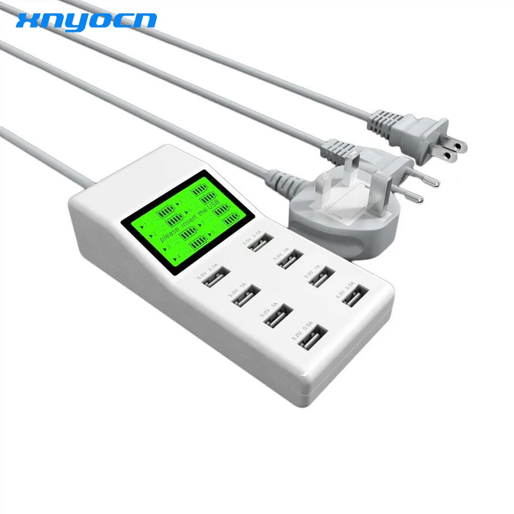 

High Quality Universal LED display EU US UK Plug 8 Port USB Power Charger Adapter For Samsung For iPhone ipad For Xiaomi phone