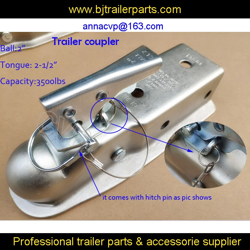 

CVP Trailer coupling 2" x 2-1/2'' Ball Hitch Back Trailer Coupler STRAIGHT Tongue 2-1/2" 3,500 Ibs,trailer parts