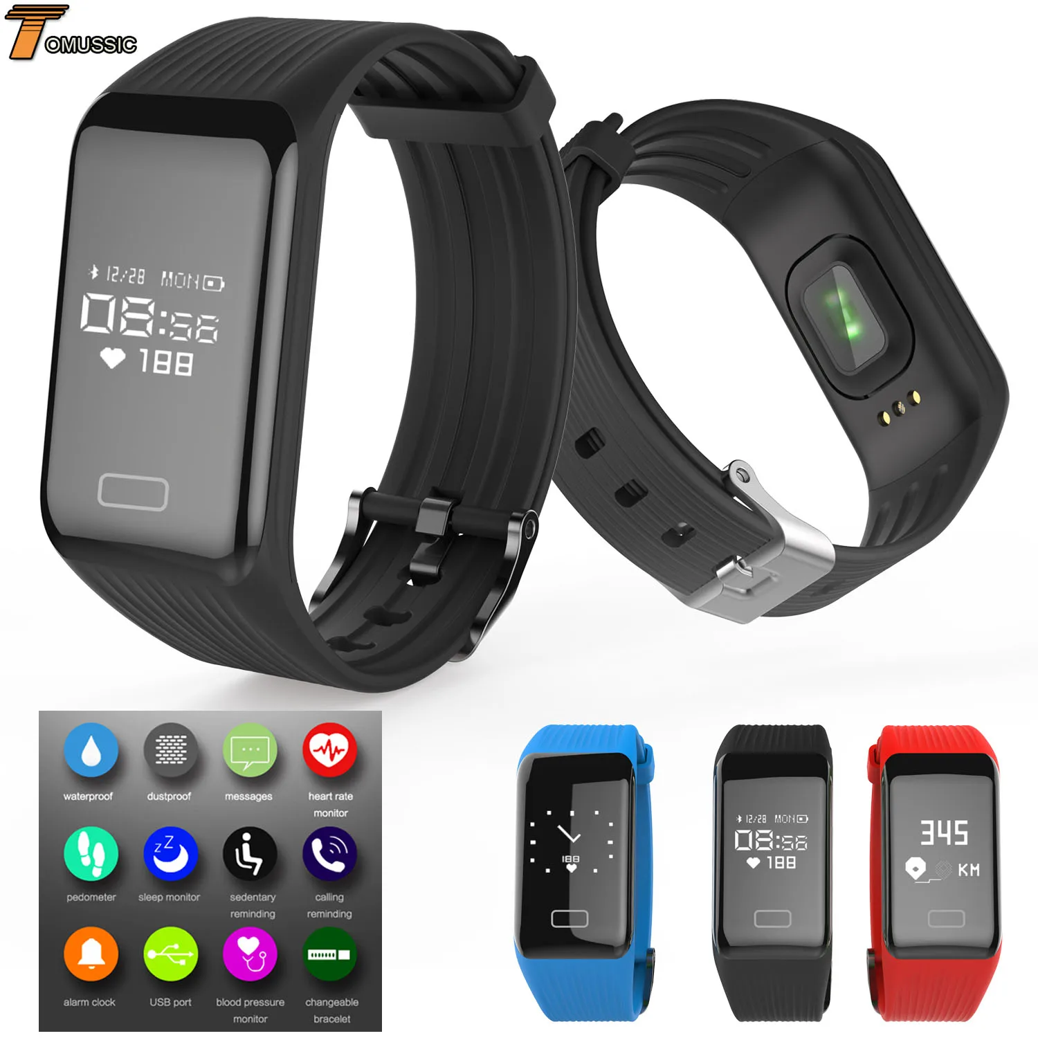 

Sport Smart Wristband Real-time Heart Rate Monitor Fitness Tracker Waterproof Bluetooth Activity Tracker Bracelet