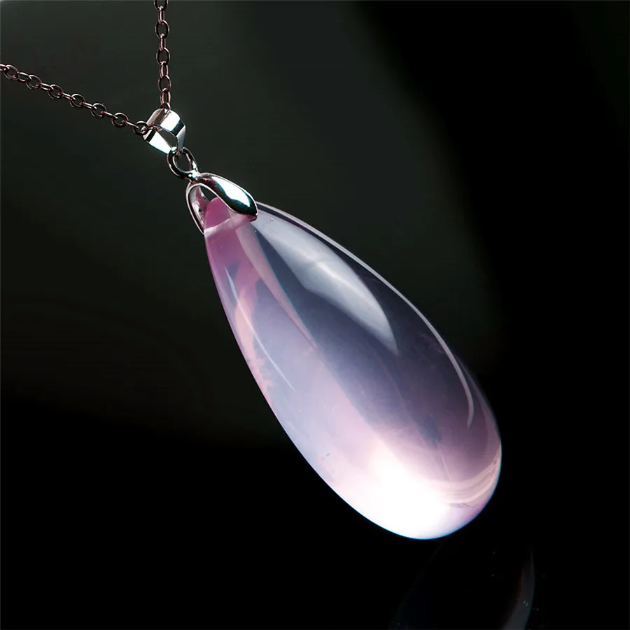 

2017 New Arrival Unique Fashion Waterdrop Bead Necklace Pendants Pink Star Light Natural Quartz Crystal Pendant 46x23x13mm