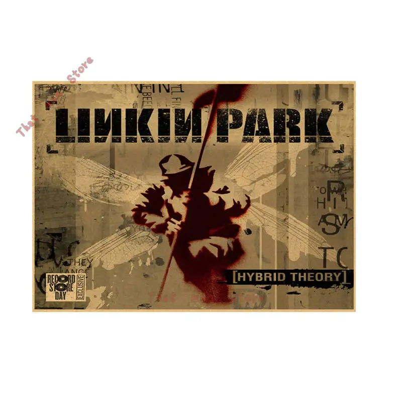 Винтажная ретро-рок-группа Linkin park, музыкальная гитара, матовая крафт-бумага, античный плакат, настенная наклейка, домашний декор