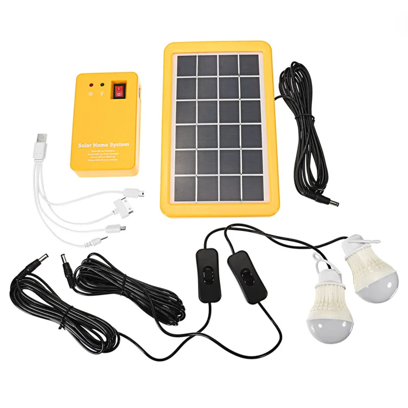 

3W Solar Power Panel Generator with 2 LED Lamps USB Charger Outdoor Garden BB55