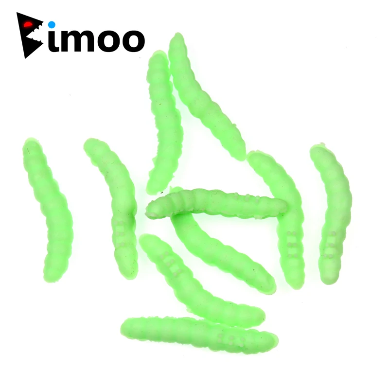 Bimoo 20 шт. 3 5 см мягкие УФ зеленые гусеницы червь трава для ловли карпа приманки