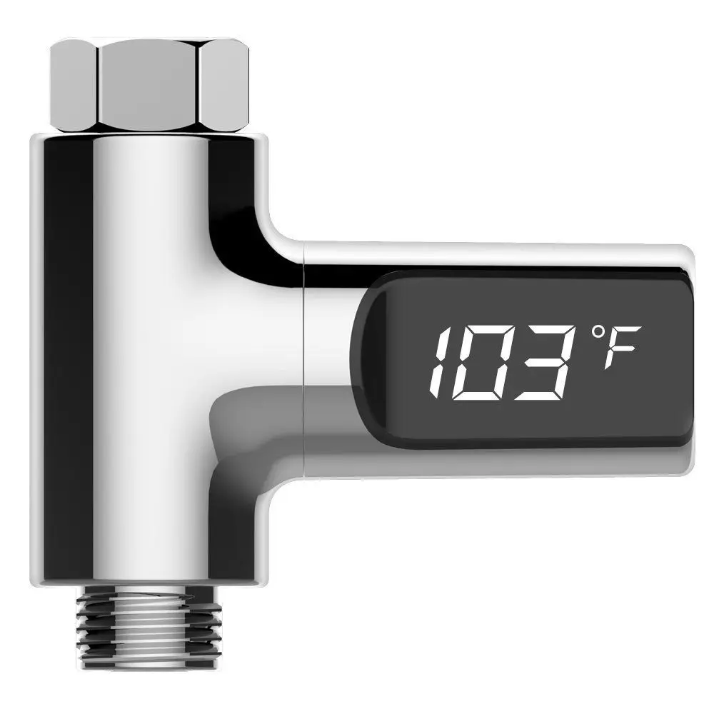 

Bathroom LED Display Fahrenheit Home Water Shower Thermometer Flow Self-Generating Electricity Water Temperture Meter Monitor