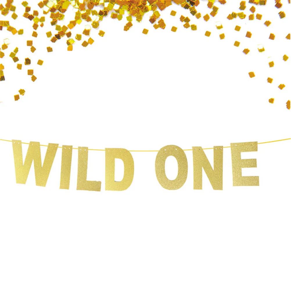 1Set "Wild One" Birthday Party Decor Letter Balloons First Birthday Party Banner Baby Shower Gold Color