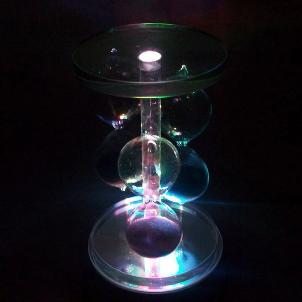 Gris redondo cristal 4 luz LED caja de música Base de caja de cristal caja de regalo decoración giratoria automática Base de caja de música con LED