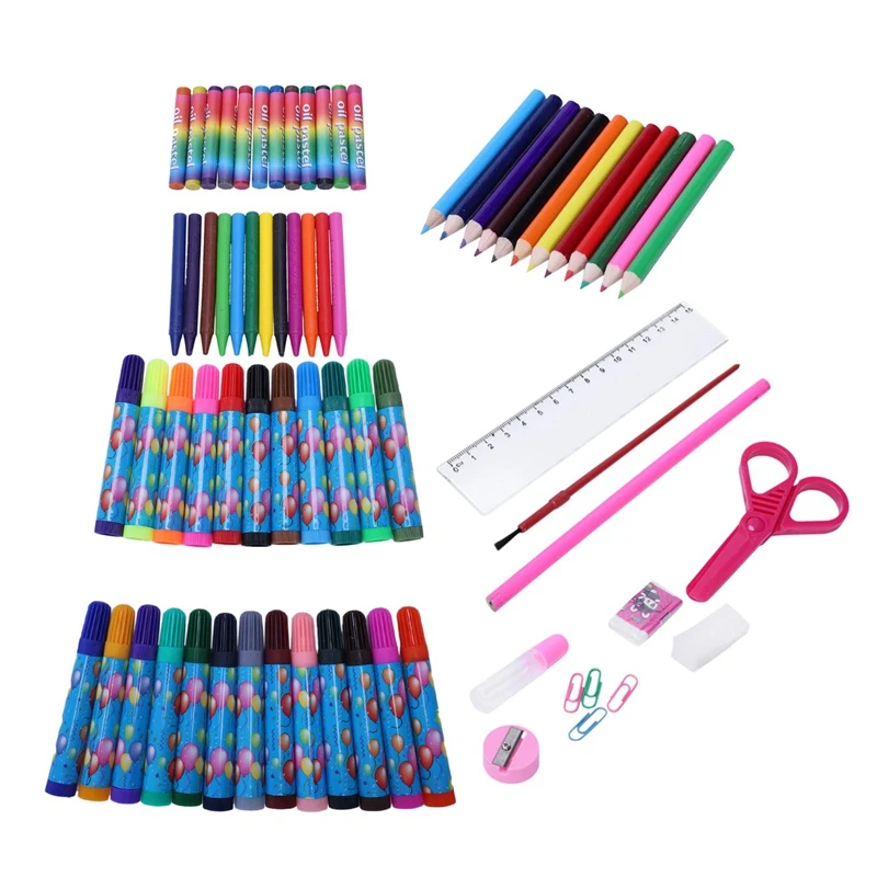 HOT-86Pcs/набор, детские развивающие игрушки, набор инструментов для рисования, игрушки для рисования граффити, набор акварельных ручек, креативные принадлежности для рисования, искусство - Цвет: COLORED