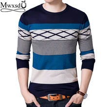 Марка mwxsd мужской повседневный полосатый свитер с ромбом для мужчин slim fit трикотажный пуловер hombre мужской хлопковый свитер