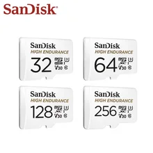 Оригинальная карта памяти SanDisk 64 ГБ 32 ГБ класс 10 U3 V30 высокая скорость 100 м/с 128 ГБ высокая выносливость Micro SD карта для видео мониторинга