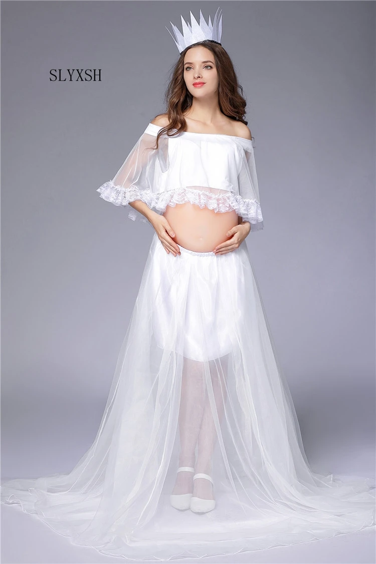 SLYXSH Maternity Photography Props Fancy Maternity Dresses Pregnant