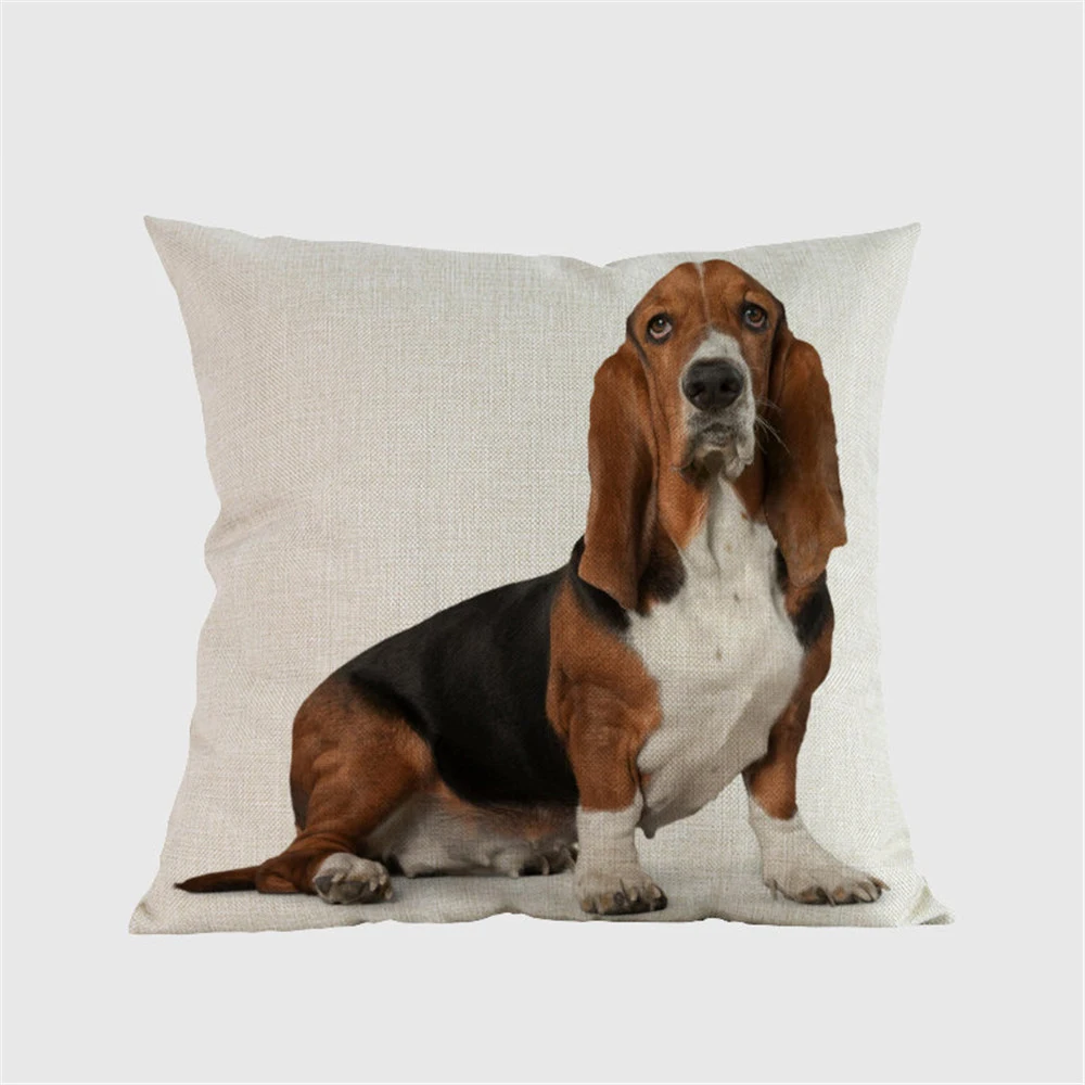 Льняные Чехлы для подушек Basset Hound dog, декоративные подушки, подушки, домашний диван cojines coussin, отель, кафе, офис, автомобиль, almofada